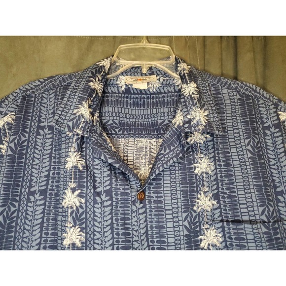 Vintage Single Stitch Pacific Legend Blue Palm Button Up Hawaiian Shirt Men 2XL - Picture 3 of 7